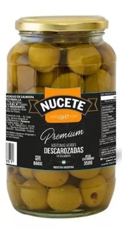 Aceituna Nucete Verde Descarozada Premium Frasco 660g