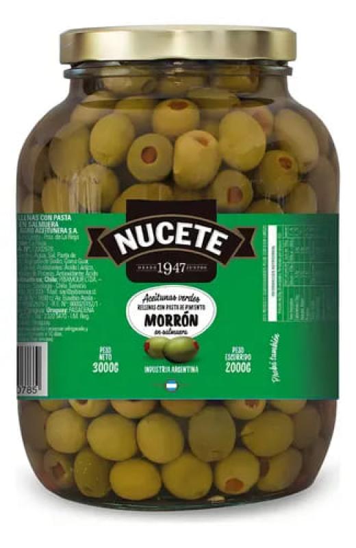 Aceituna Nucete Rellena con Morron Frasco 3kg
