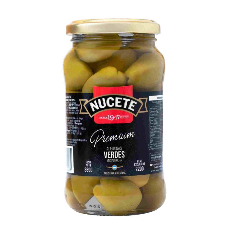 Aceituna Nucete Verde Premium Frasco 360g